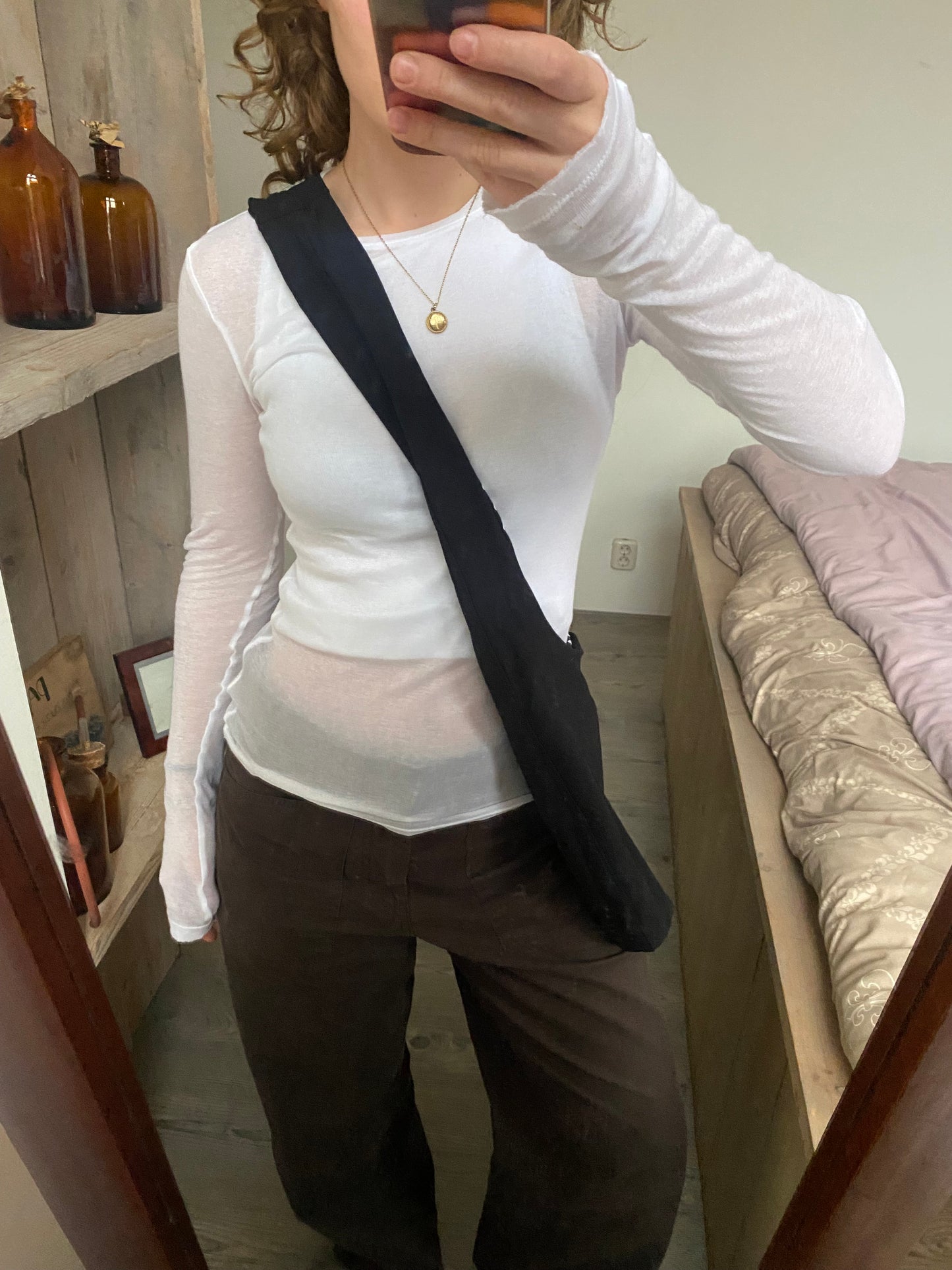 Reversible slouch bag - Black x polka dot