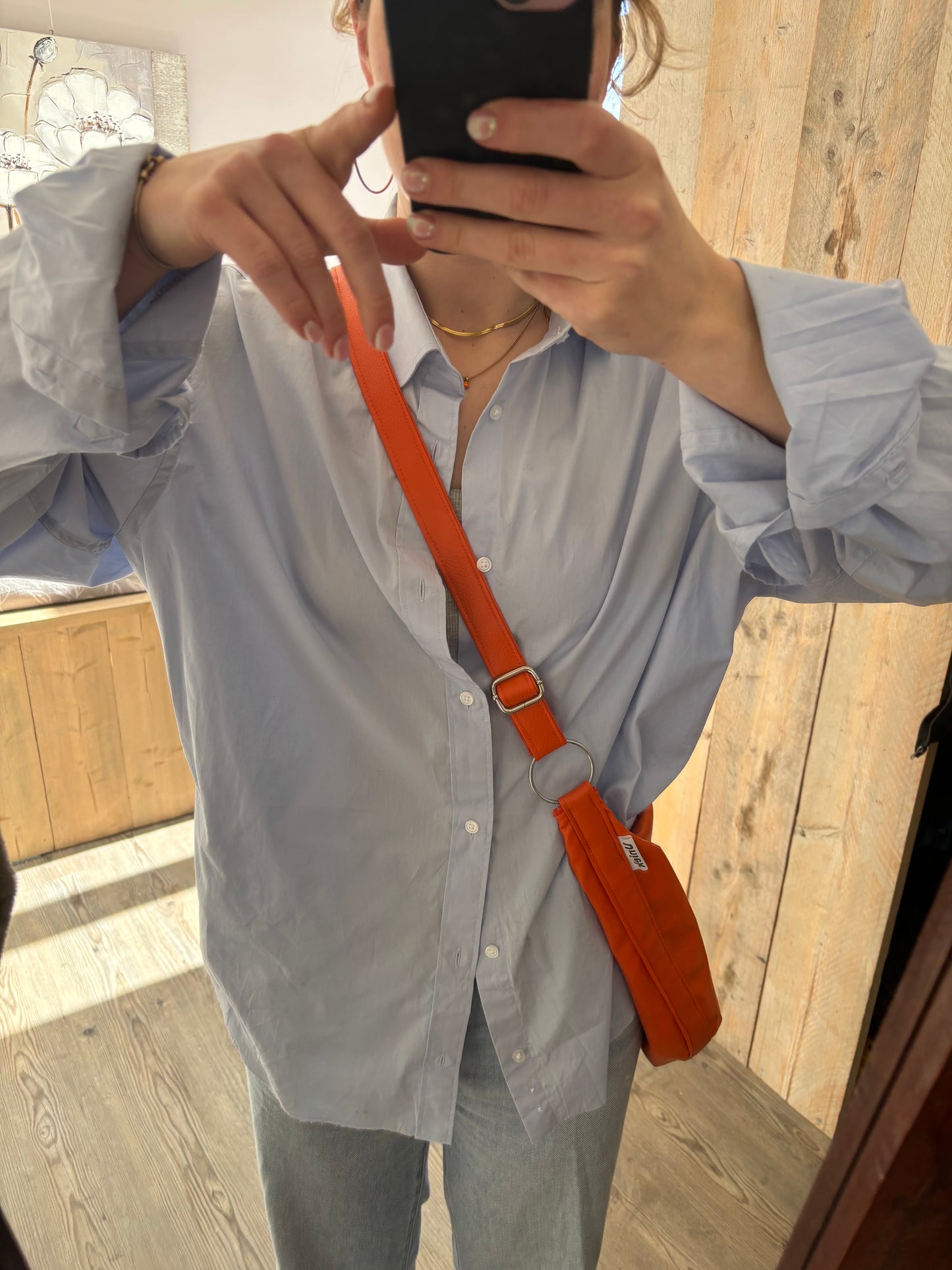 Leather bag orange - preorder