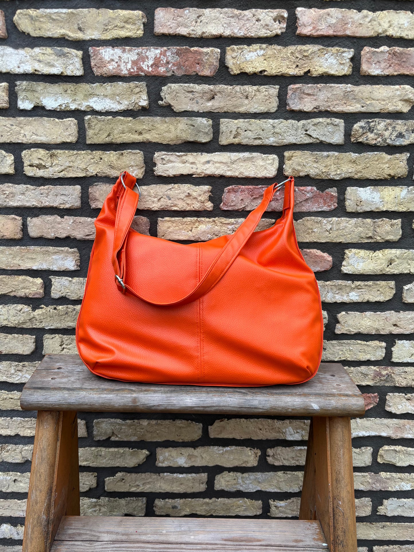 Leather bag orange - preorder