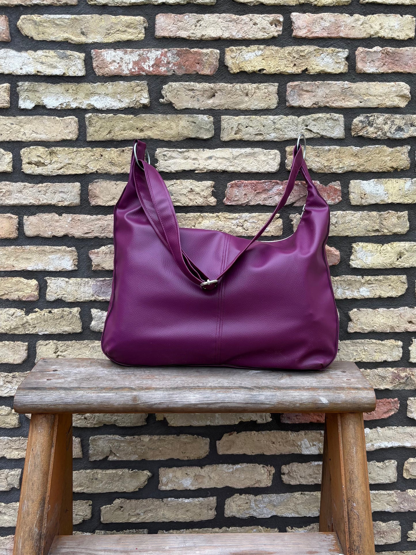 Leather bag fuchsia - preorder