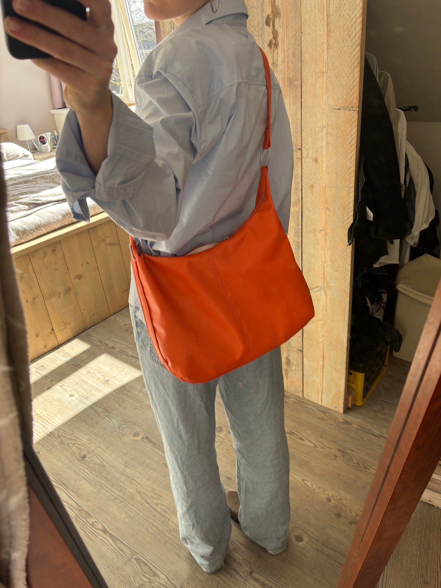 Leather bag orange - preorder
