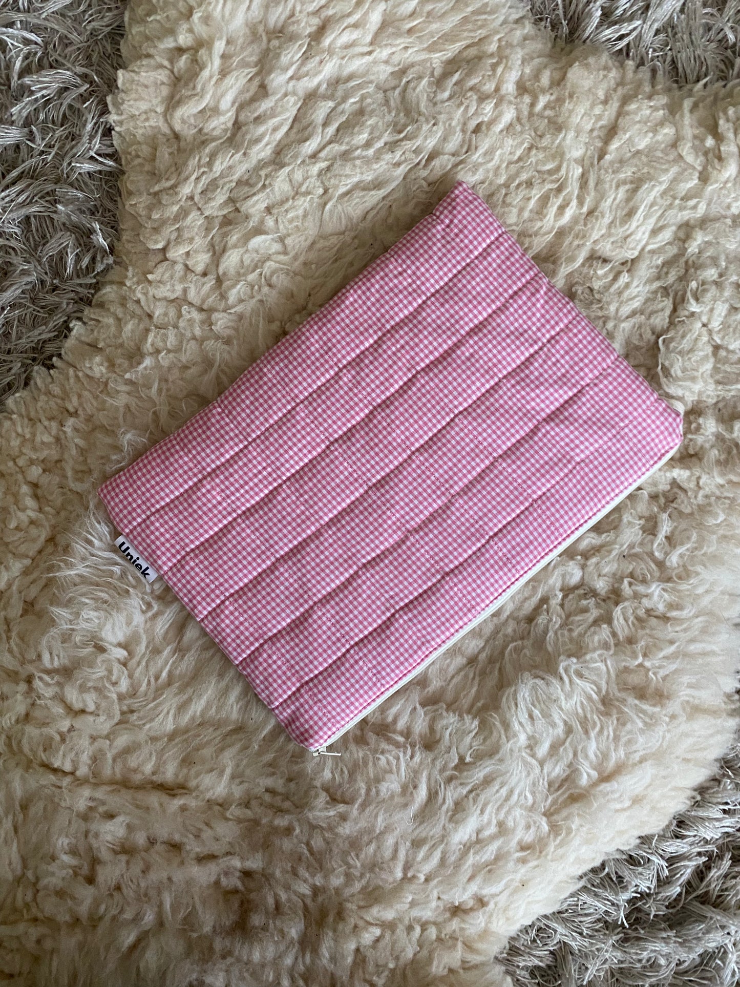 Laptopsleeve - Pink gingham