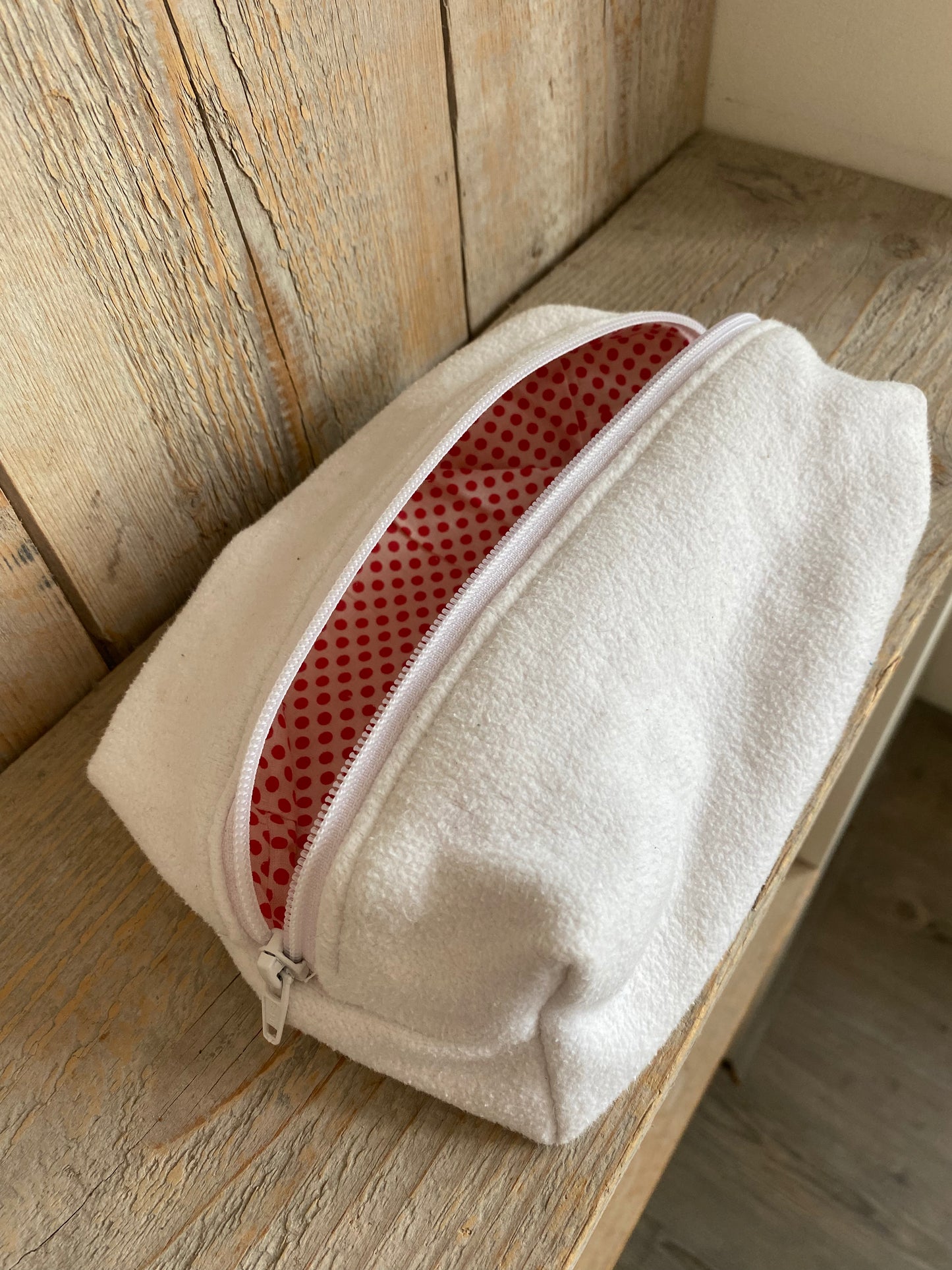 Medium Pouch - White Polka Dot
